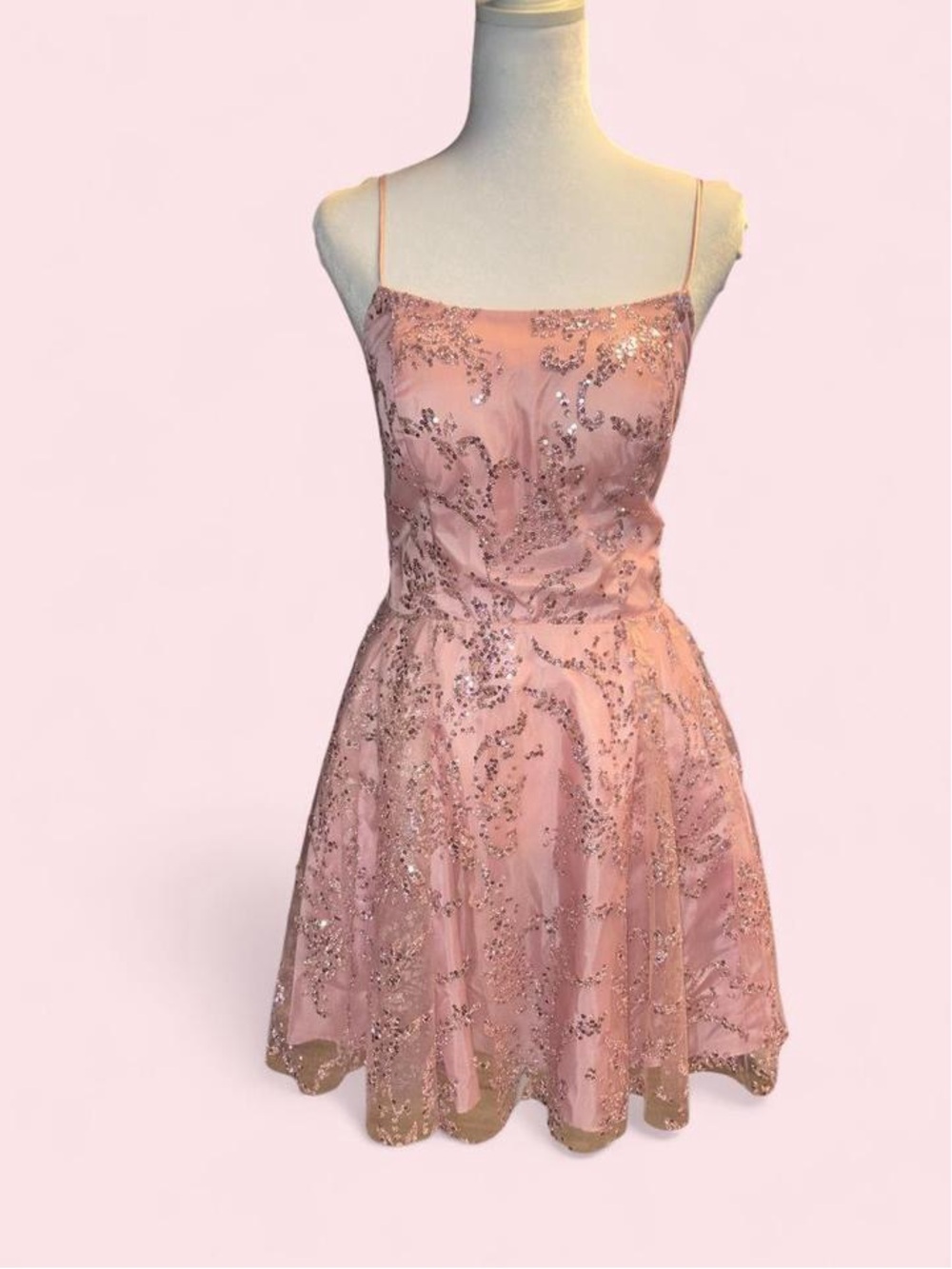 Elegant Pink Sequin Cocktail Dress